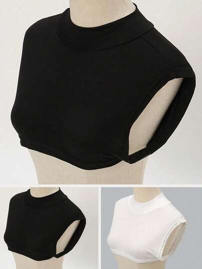 1pc Women Solid Color Mock Neck Cover, Shoulder Cover, Undershirt Neckline Modesty Panel, Shrug, Casual Versatile Style, Multiple Colors, Suitable For Everyday Wear For Dress For Christmas Decor