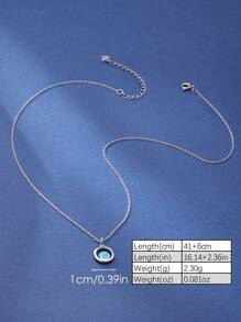 1pc 925 Sterling Silver Minimalist Personalized Opal Concentric Circle Pendant Necklace, Gifts For Girlfriend Or Best Friend, Daily Wear Jewelry Gift