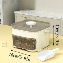 1 pieza Molde de cubitos de hielo rectangular de tipo prensado, diseño de cajón de doble capa con asa y tapa, gran capacidad, cubetero de hielo creativo hecho de material PP, ideal para refrigerador/congelador doméstico, fiestas de verano, bebidas, whisky y cócteles