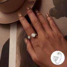 bamoer 1 PAR de anillos abiertos de plata de ley 925 con diseño de insecto y flor para mujer. Anillo de luciérnaga luminoso de ajuste cómodo y alto brillo, ajustable
