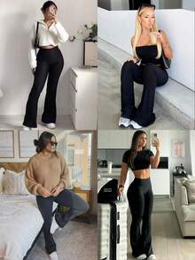 3 Pack Bootcut Yoga Pants With Pockets For Women - Flared Leggings High Waist Womens Trousers Tummy Control With 2 Pockets -No Perspective Exercise-Stretchy & Breathable Fabric - Suitable For Yoga, Fitness & Everyday Wear - Perfect Gift For Women,3pcs Leggings Set,Gym Clothes Women Set,Workout Sets(If You Are Between Sizes, We Recommend Sizing Up) - 3Pcs 3colors - 查看 7