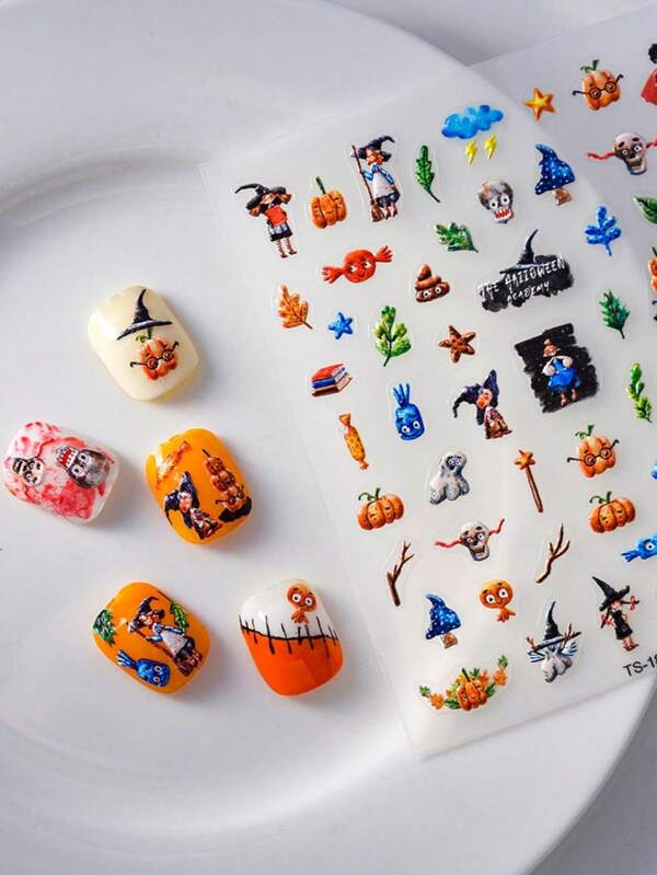 1 Pc Hallowmas 5D Adhesive Sliders DIY Nails Polish Manicure Sticker Decals