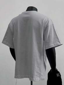 Customizable Photo Print Men's T-Shirt, Personalized Men's Printed Crew Neck T-Shirt, Custom Men's T-Shirt Shirt - Add Your Own Text And Images (Family Photo/Selfie/Pet Photo/Friend Group/Company Logo) To Design Your Own Personalized Printed T-Shirt, Upload Your Photos/Collages/Loved Ones/Pets/Scenery, Enter Text/Names/Quotes/Fun Phrases, Men's Short Sleeve Crew Neck T-Shirt, Holiday Gift, Anniversary Gift - Light Grey - View 3