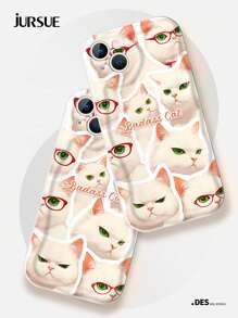JURSUE Cat JURSUE Cute Kawaii Fashion Aesthetic Cartoon Funny Shockproof Protective Soft Phone Case Compatible With IPhone 16 15 14 13 12 11 Pro Max SE 2020 X XR XS Ip 8 7 Plus YH1000