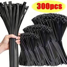 300pcs Heavy Duty Nylon Cable Ties, Self-Locking Adjustable Waterproof Non-Slip For Outdoor Cables, Garden & Home Organization - Durable Multi-Size Cord Organizer