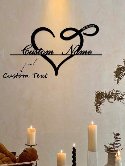 1pc Personalized Infinity Heart-Shaped Metal Wall Art Sign - Classic Style Decorative Plaque, Eternal Love Wall Hanging Decor, Couples Love, Heart Pattern Theme, Versatile Home & Wedding Gift, Anniversary Gift - Battery-Free Removable, Ideal For Bedroom, Living Room Decor, Valentine's Day, Christmas Gift, Home Decoration