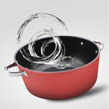 多功能厚石涂层不粘汤锅带手柄，适用于炖煮、煮面、电磁炉和燃气灶，耐用防刮