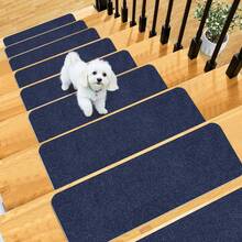 8/15pcs Non-Slip Stair Treads For Wooden Steps Multi-Sized Solid Color Rectangular Polyester Fiber Anti-Slip Stair Mat, Self-Adhesive 45*19cm And 22*70cm Peel & Stick Indoor Carpet Runner, Durable Stair Mats For Elders, Pets, And Families, Reduces Burden On Feet, Stairs With Youngsters And Pets, - Multicolor - View 24