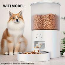 1 件自动猫喂食器 - 带计时器的干粮食物分配器 - 4L 电动宠物喂食器，室内 - 自动小型犬喂食器，双电源 - 按钮控制，互动喂食，3 个版本可用，仅视频版本有摄像头（不含适配器）