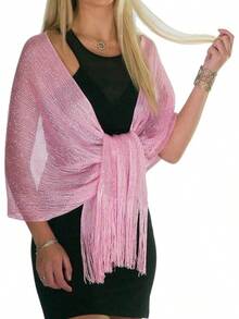 Metallic Glitter Shawl Wrap For Evening Dresses And Weddings - 粉色 - 查看 1