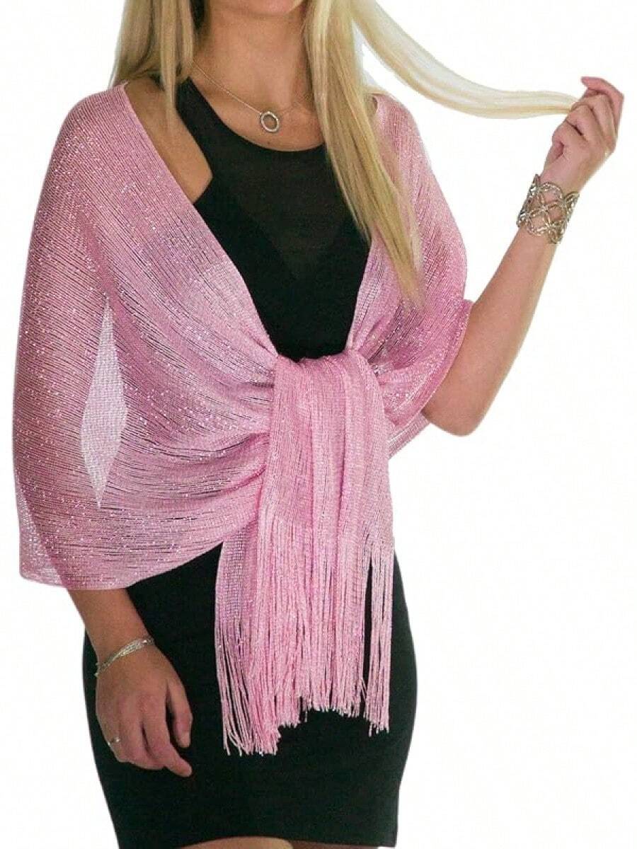 Metallic Glitter Shawl Wrap For Evening Dresses And Weddings - 粉色 - 查看 1