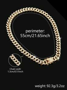 Un collar de aleación con diamantes completos de estilo cubano punk de hip-hop, adecuado para uso diario, viajes urbanos y otras ocasiones, también es un pequeño regalo sorprendente y exquisito - Un collar cubano - Ver 8