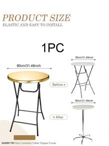 1pc/2pcs Round Table Topper Decor Cover, Metallic Glitter Tablecloth Elasticized Fabric Cover, Suitable For Wedding, Party, Restaurant Theme Events On 30-32 Inch Round Tables