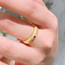 1pc Brushed Colored Diamond Ring, French Light Luxury Retro Index Finger Ring, The Opening Is Adjustable
