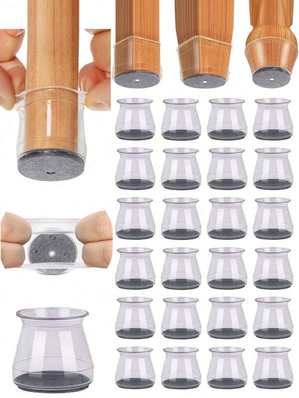 4/8/16/24/36 PCS Chair Leg Floor Protectors, Furniture Pads For Hardwood Floors, Furniture Sliders For Chair Legs, Silicone Chair Leg Caps Cover,Floors From Scratching And Reduce Noise,Suitable For Kitchen, Living Room, Bedroom,Cafe,Three Styles To Choose From