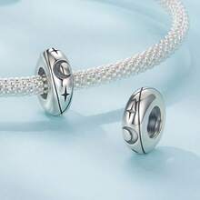 WOSTU 1 buc 925 Sterling Silver Cubic Zirconia Simple Star Moon Fish Tail Charm Mărgele pentru femei Antioxidant Bijuterii Fit Original Brățară Bijuterii DIY - Argint - Vizualizare 11