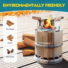 Canway Camping Stove Wood Stove Backpacking Stove Portable Stainless Steel Wood Burning Stove Nylon Carry Bag Outdoor Backpacking Hiking Traveling Picnic BBQ - como en la foto - Ver 4