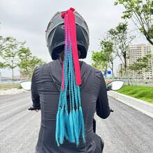 Wig Braid For Helmet Decoration, Braids With Detachable Bow, Motorcycle Helmet Hair Tails Decoretion Many Colors, Bicycle Helmet Braids Hair Tails (Helmet Not Included) (Installation Method: Use Double-Sided Tape To Stick The Suction Cup) - Multicolor - View 11