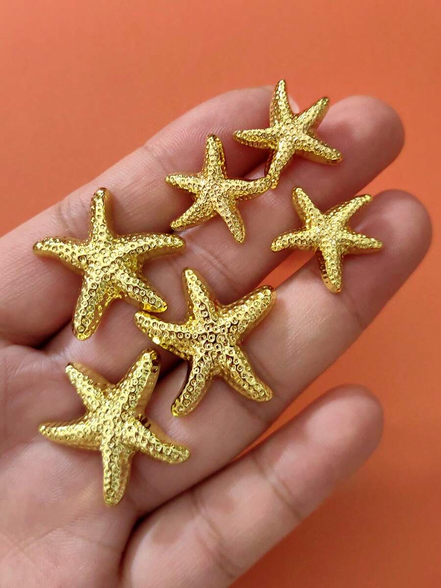 5 件/包金属海星形纽扣，简约百搭手工缝制纽扣，可用作服装袖口装饰