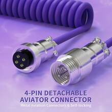 ATTACK SHARK MAMBASNAKE C01Ultra RGB 螺旋键盘线，专业定制 USB-C 航空插头线，适用于游戏键盘，双层编织设计，2 米 Type-C 转 USB-A 高速线缆，可拆卸金属航空插头，适用于 PC 游戏玩家，圣诞礼物、节日礼物、家庭礼物，紫色/绿色/蓝色/灰色/黑色/粉色/橙色/白色 - 彩色 - 查看 5