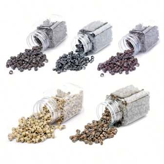 500 个 5 毫米硅胶接发环，适用于真人接发工具 - 多色