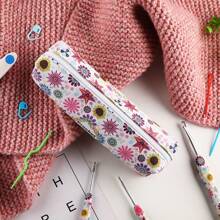 Looen Floral Crochet Hook Case - Lightweight Zippered Storage Organizer For Knitting Needles & Accessories, Perfect For Christmas/New Year Gifts, Sewing Storage