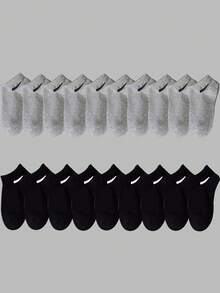 5/10/20 pares de calcetines cortos de unicolor negro/blanco/gris, de moda, unisex, simples, cómodos y versátiles, adecuados para uso diario - Multicolor - Ver 22