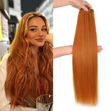 合成直发马尾接发,钩针编织合成Yaki直发全头接发 - 彩色 - 查看 15