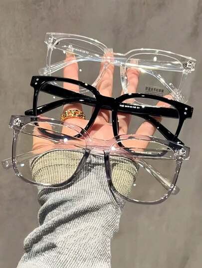 Set de 3 piezas/ 1 pieza Gafas ópticas de uso diario con montura cuadrada, estilo campus que favorece el rostro, unisex