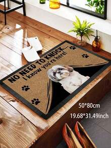 1 قطعة سجادة باب بنمط الكلب شيه تزو، سجادة أرضية من البوليستر قابلة للغسيل بنمط مضحك لغرفة المعيشة والباحة والمطبخ والحمام والشرفة وغرفة الغسيل وباب غرفة النوم، ديكور منزلي داخلي وخارجي
