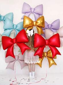 2pcs Pink Bow Shape Balloons, Matte Light Pink Bow Foil Balloons For Bow Decor, Birthday, Valentine's Day, Family Birthday Party, Wedding, Photo Shoot Decor, Princess Birthday Party Decoration, Bridal Shower, Bachelorette Party Decor, Outdoor Photoshoot Decor, Anniversary, Mother's Day, Tea Party, Pink & Black Mouse Theme Party