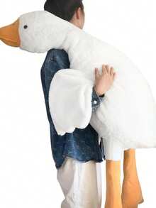 鹅毛绒动物巨型白鹅毛绒枕头，可爱鸭子玩具柔软拥抱天鹅毛绒枕头，适合儿童成人礼物 - 白色 - 查看 9