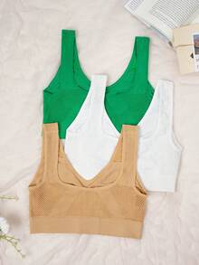 3pcs Women Plus Size Seamless Comfortable Wireless Breathable Bra Sets - Multicolor - View 2