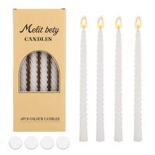 A Box Of 4 Morandi Gradient Colored Threaded 10 Inch Long Candles, Suitable For Home Use, Romantic Weddings, Decoration, And Candlelight Dinners Gifts Birthday Graduation - Multicolor - View 22