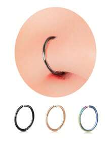 3Pcs 14K Gold Plated Nose Rings Hoops For Women/Men, 20 Gauge 8mm Small Thin Nose Piercing Jewelry, Tiny Septum Cartilage Helix Tragus Earrings Hoops Silver Rose Gold Black