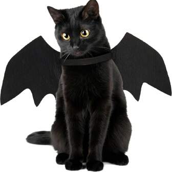 Adjustable Black Cat Bat Wing Pet Costume - Soft Polyester Halloween Pet Accessories, Suitable For Cats And Small Dogs, Great For Role-Play And Dressing Up Fun