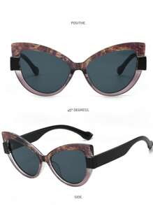 2 piezas Nuevas gafas simples de montura de color contrastante con estilo de gato, personalizadas, simples y casuales, adecuadas para todo, marco ligero para maquillaje