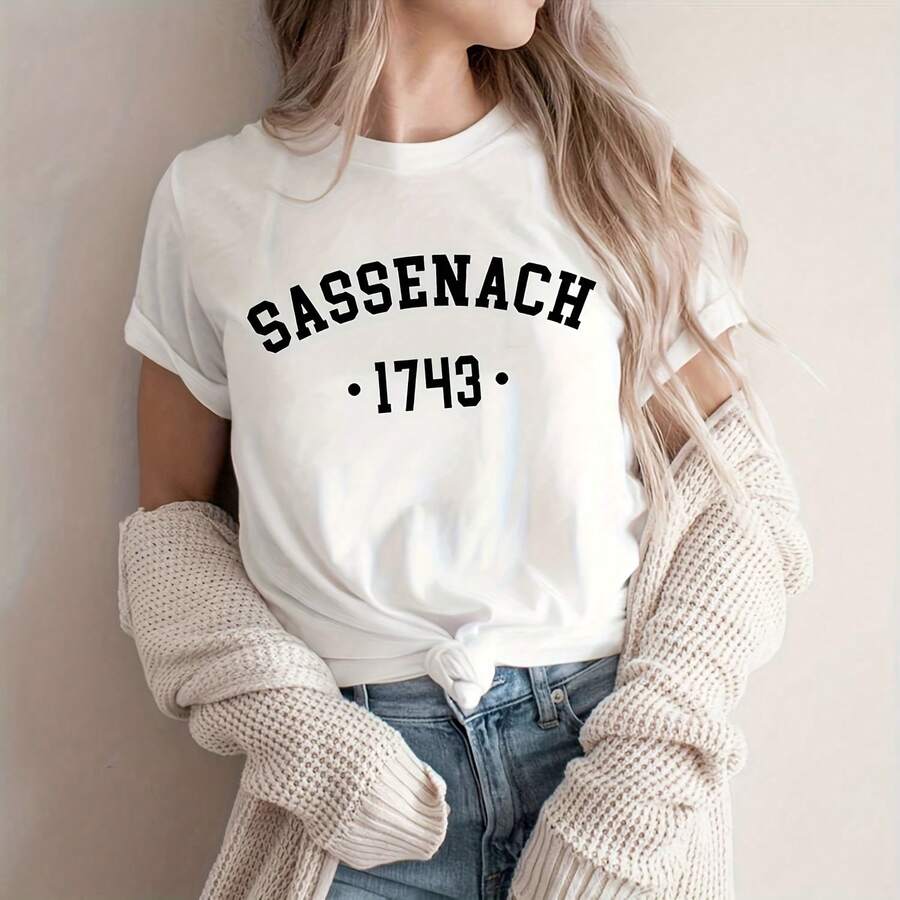 Sassenach 1743 Uni T Shirt Outlander Book Series T-Shirt Claire Jamie Fer Shirt Outlander Tv Show Inspired Tee Vintage Top220G Classic Pure Cotton T-Shirt - The Perfect Blend Of Casual And Act, I For Everyday Wear And The Gym, A Warm Gift For Your HusbandWifetops For Wo, Clothes Wo,Vintage,Vintage Clothes Wo,Cotton,Summer Clothes Wo,Summer Tops Wo, Mujer, For Wo,Cute,Goth,Inawly,Red White And Blue,Camia,Ry,Ing,Graphics Woman T Shirts,Retro,Embroidered,Casual,Tops,Graphic S,Graphic S Wo,Musera,Beach,S - 白色 - 查看 1