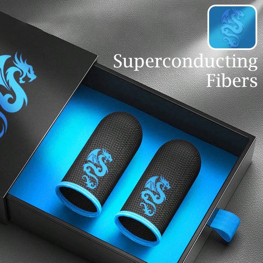 一对银纤维游戏指套：防汗、防滑、透气、吸湿排汗、光滑、持续灵敏的手指触感 - 适合手机游戏玩家 - 彩色 - 查看 1