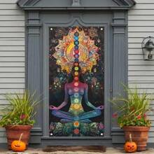 1pc Bohemian Chakra Meditation 2D Door Banner, Multi-Purpose, Versatile Holiday, Easter, Universal Design, Requires No Power, Colorful 2D Spring/Summer Banner, Suitable For All Room Decoration