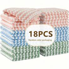 18pc Microfiber Cleaning Cloth, Kitchen Towels, Dish Rags For Dish Drying Washing, Absorbent Streak Free Lint Free Rags For Cleaning, Reusable And Washable Dish Towels, Cleaning Tools, Cleaning Cloths, Cleaning Cloths - 18pc混色抹布 - 查看 1