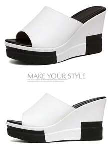 Women's Thick Sole Wedge Heel Peep Toe Roman Sandals, Summer New Arrival