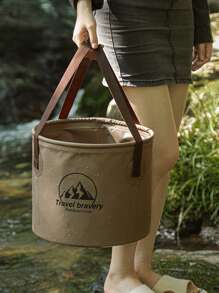 Portable Foldable 5L Small Bucket, Outdoor Fishing Bait Container, Hiking Water Bucket, Military Green