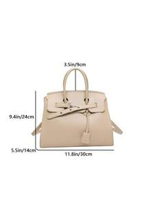 SHIMEINI 1pc 2025 New Litchi Grain Soft Leather Tassel Pendant Handbag, European And American Fashion Versatile Shoulder/Crossbody Bag, Suitable For Women's Daily Use, Work Commute, Holiday Travel, Festivals, Dates, Gifts - Khaki - View 9