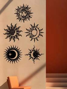 1 Piece Indoor Decor Sun And Moon Metal Wall Art - Mysterious Symbols, Romantic Valentine's Day Or Birthday Gift, Vintage Style, Indoor/Outdoor Hanging, Perfect Room Decor, Suitable For Room Decor.