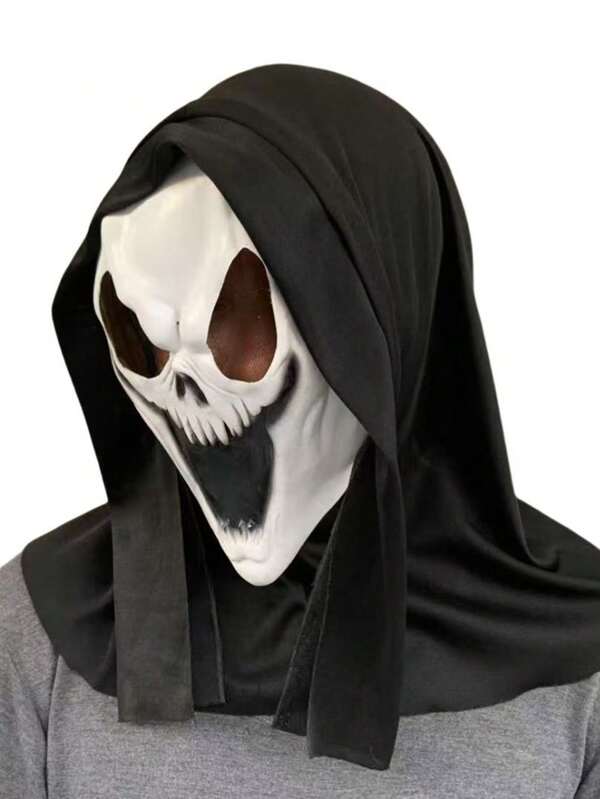 1pc Party Performance Shocking Screams Horror White Mask Makeup Ball Skull Face Mask Halloween Party Mock Prop