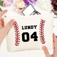 1pc Personalized Baseball-Themed Cosmetic Bag With Custom Name And Number, Ladies' Travel Toiletries Bag, Ladies' Cosmetic Bag, Fashionable And Convenient Cosmetic Bag, Student Stationery Box, Suitable For Daily Commuting, School, And Festival Gifting