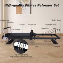 Huisuilinss Pilates Reformer,75" Foldable Pilates Machine & Equipment For Home Use And Gym Workout,Fit For Advanced And Beginners Users,Up To 250 Lbs Weight Capacity,Dual Resistance (Springs + Bands) - Black - View 2