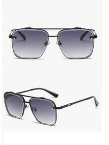 1pc Men's Ombre Gray Double-Beam Glasses, European And American Street Style, Fashionable And Versatile Glasses Suitable For Outdoor Gatherings, Fashion Photo Props, Decorative Glasses, Daily Fashion Accessories, Perfect Gift For Birthday, Holiday, Party, Christmas Back To School Fashionable Preppy School Look