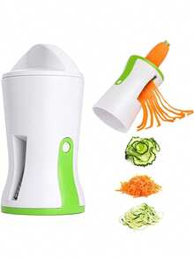 三合一蔬菜切菜套装：切片机、螺旋切丝机、快速切碎机。两种切片设计，适用于胡萝卜、黄瓜、西葫芦等素食替代食材。小巧多功能切碎机，便携便携，适合居家及户外厨房使用。